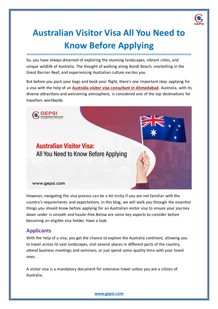 australian visitor visa all you need to know