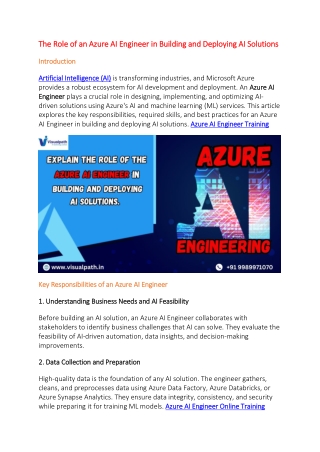 the role of an azure ai engineer in building
