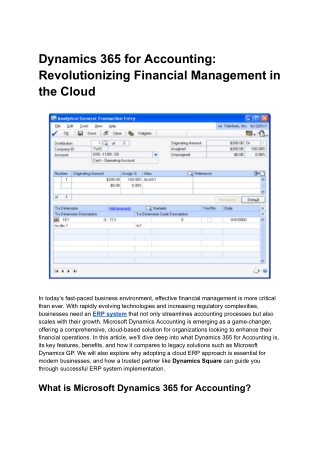 Dynamics 365 for Accounting