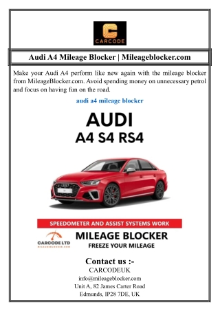 Audi A4 Mileage Blocker | Mileageblocker.com
