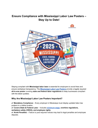 Stay Ahead with Mississippi Labor Posters for Employers