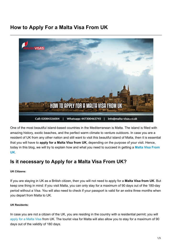 how to apply for a malta visa from uk