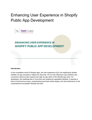 Enhancing User Experience in Shopify Public App Development