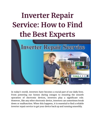 Inverter Repair Service_ How to Find the Best Experts