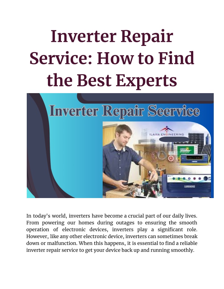 inverter repair service how to find the best