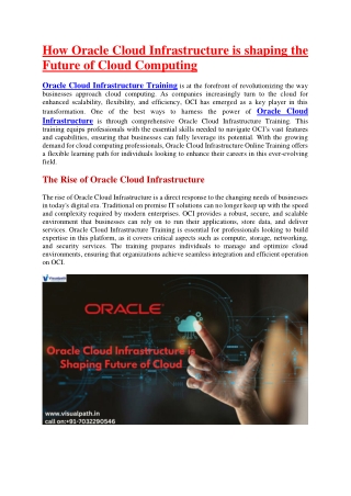 Oracle Cloud Infrastructure Training - OCI Training Online