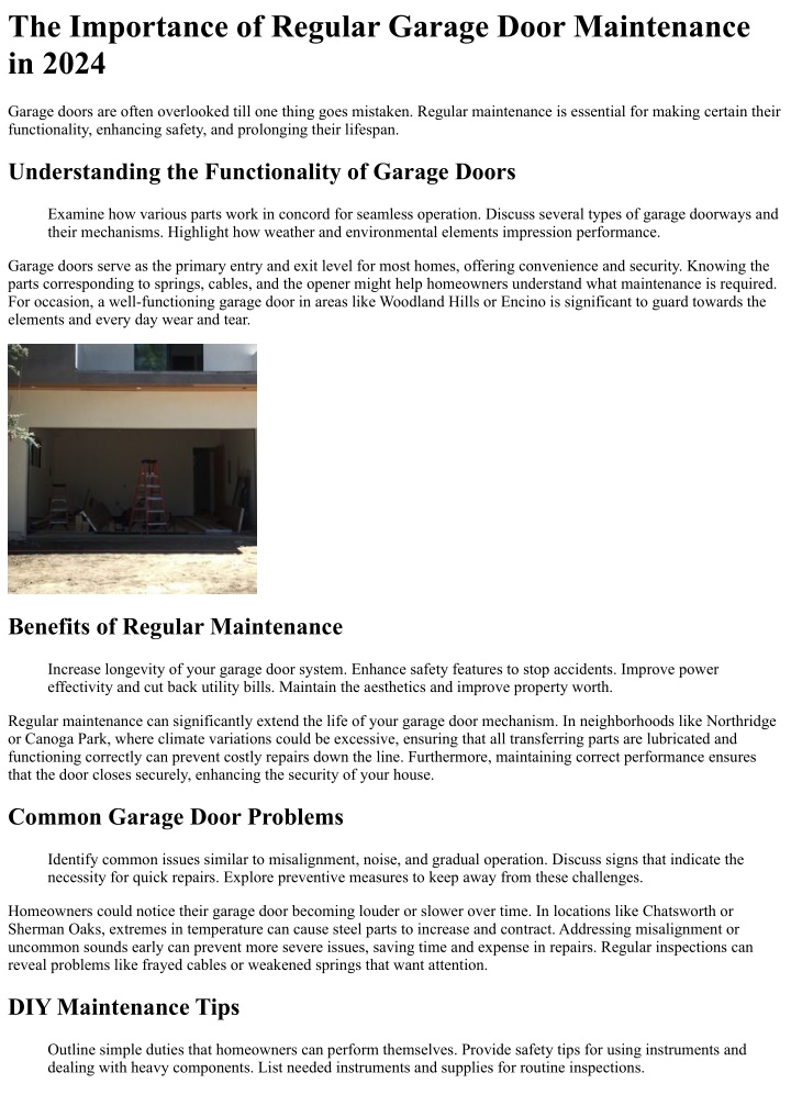 the importance of regular garage door maintenance