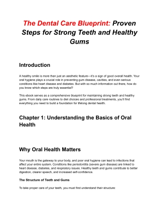 The Dental Care Blueprint- Proven Steps for Strong Teeth and Healthy Gums