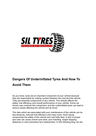 dangers of underinflated tyres and how to