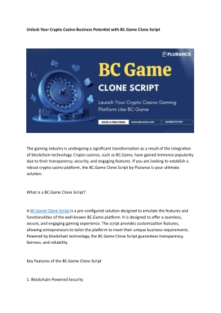 Unlock Your Crypto Casino Business Potential with BC Game Clone Script