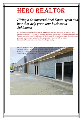 Commercial Real Estate Agent and how they grow your business in Sukhumvit