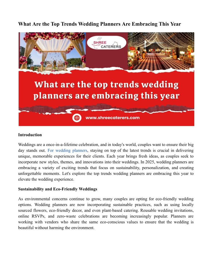 what are the top trends wedding planners