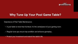 Why Tune Up Your Pool Game Table