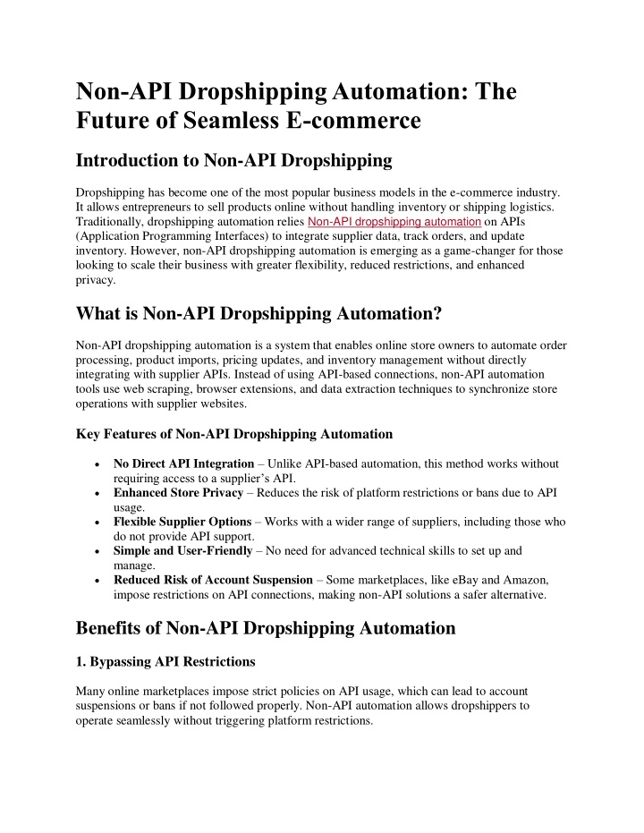 non api dropshipping automation the future