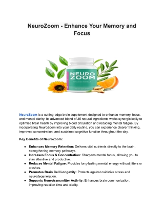 NeuroZoom - Enhance Your Memory and Focus