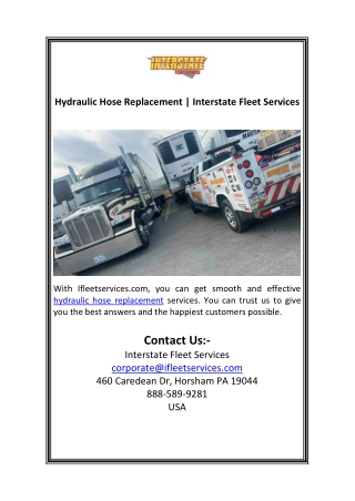 Hydraulic Hose Replacement | Interstate Fleet Services