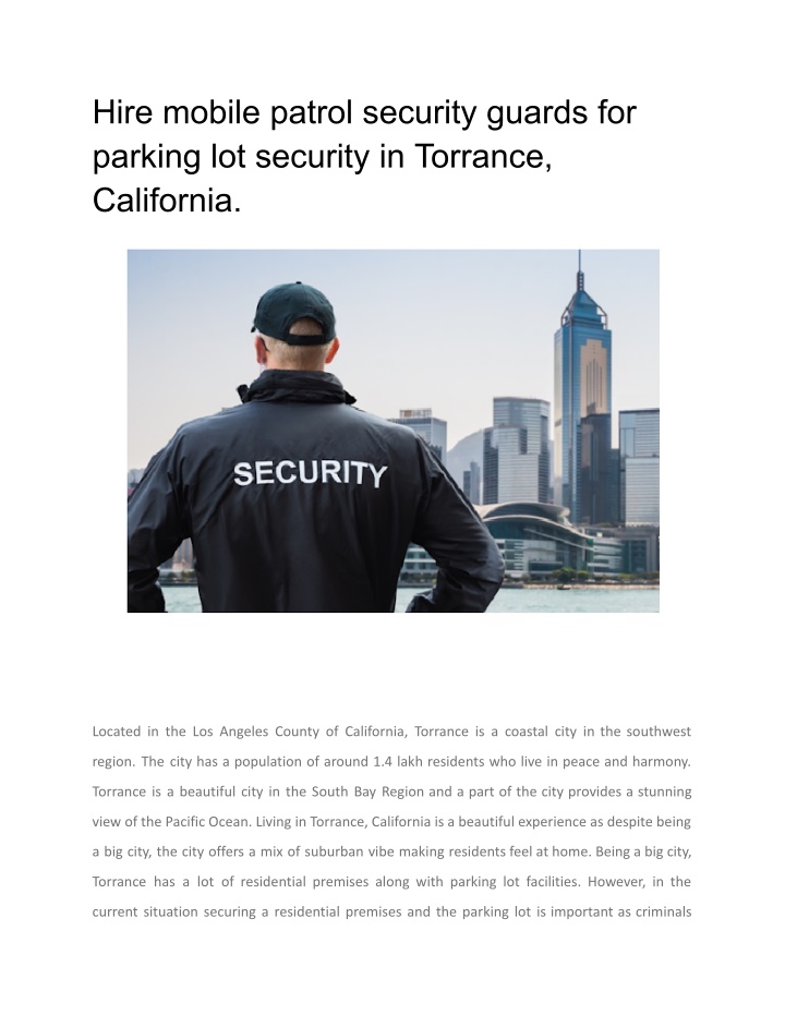 hire mobile patrol security guards for parking