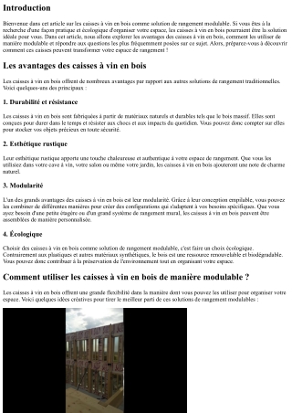 Les caisses à vin en bois comme solution de rangement modulable