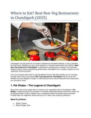 Where to Eat Best Non-Veg Restaurants in Chandigarh (2025)