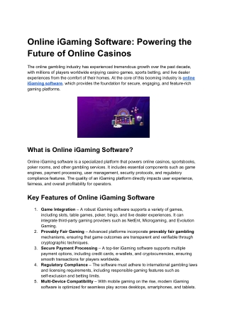 Online iGaming Software: Powering the Future of Online Casinos