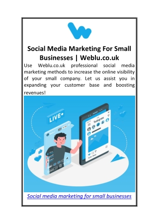 Social Media Marketing For Small Businesses  Weblu.co.uk