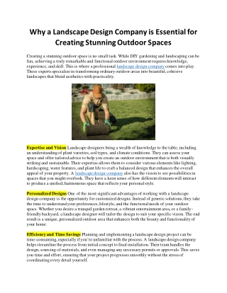 why a landscape design company is essential
