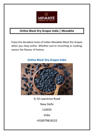 Online Black Dry Grapes India | Mevabite