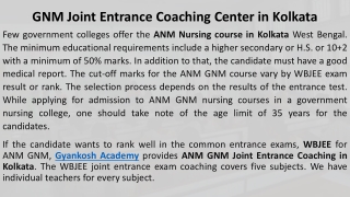 GNM Coaching Center in Kolkata West Bengal