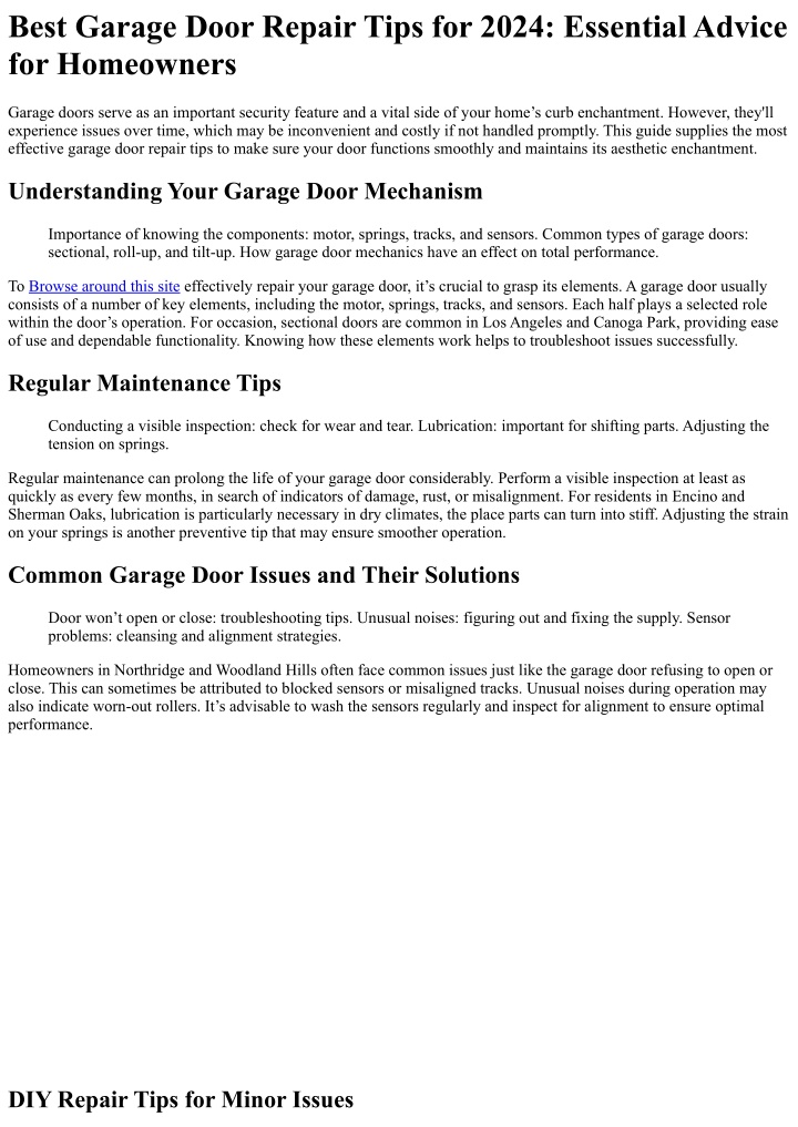 best garage door repair tips for 2024 essential