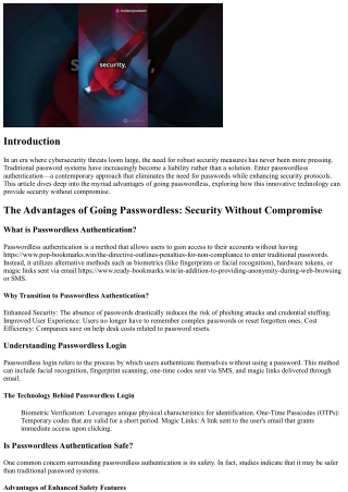 The Advantages of Going Passwordless: Security Without Compromise