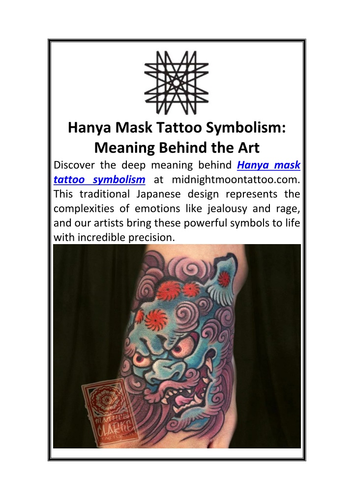 hanya mask tattoo symbolism meaning behind