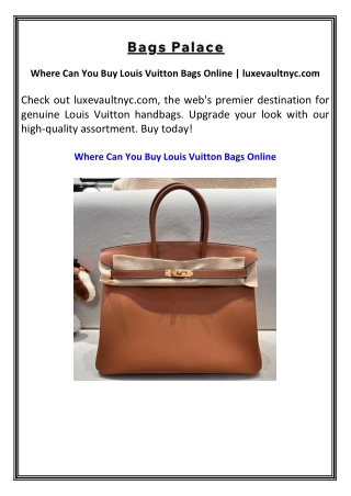 Where Can You Buy Louis Vuitton Bags Online | luxevaultnyc.com