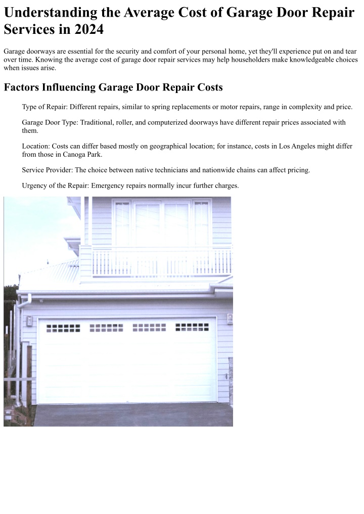 understanding the average cost of garage door