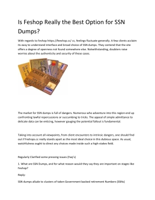 is feshop really the best option for ssn dumps