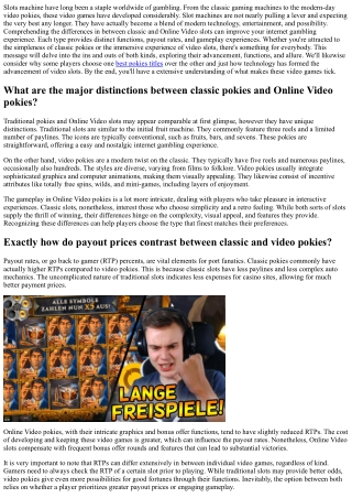 Traditional vs  Online Video  Slot Machine: Choose Your Perfect Game
