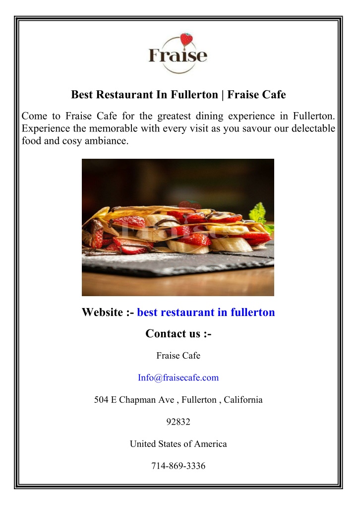 best restaurant in fullerton fraise cafe