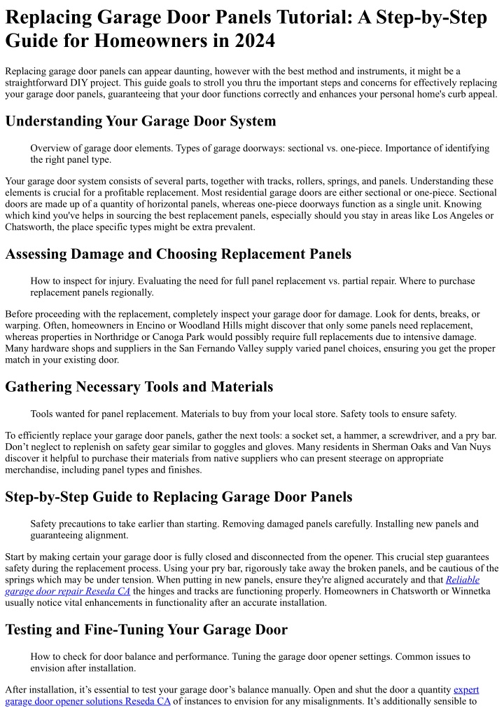 replacing garage door panels tutorial a step