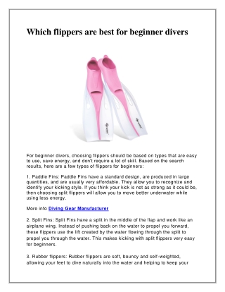 which flippers are best for beginner divers