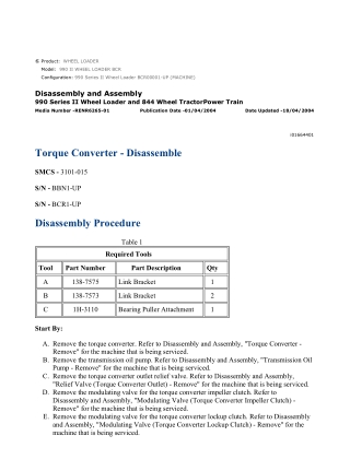 Caterpillar Cat 990 Series II Wheel Loader (Prefix BCR) Service Repair Manual Instant Download (BCR00001 and up)