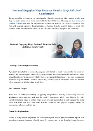 Fun and Engaging Ways Pediatric Dentists Help Kids Feel Comfortable