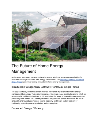 The Future of Home Energy Management