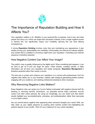 The Importance of Reputation Building and How It Affects You