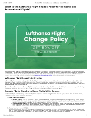 What is the Lufthansa flight change policy for domestic and international flight