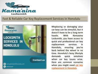 Fast & Reliable Car Key Replacement Services in Honolulu