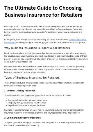 The Ultimate Guide to Choosing Business Insurance for Retailers