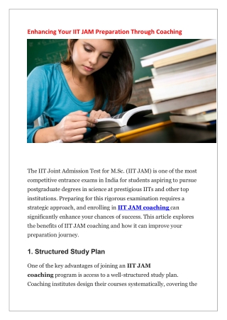 enhancing your iit jam preparation through