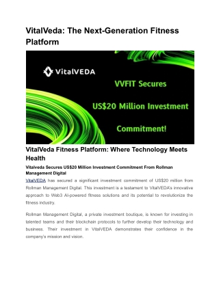 vitalveda the next generation fitness platform