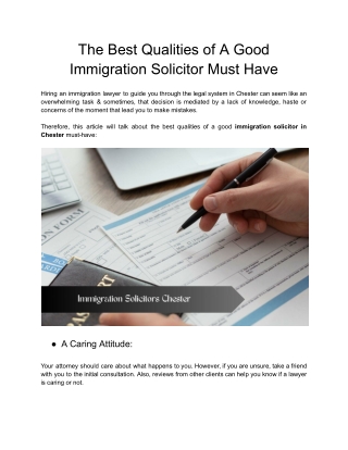 The Best Qualities of A Good Immigration Solicitor Must Have