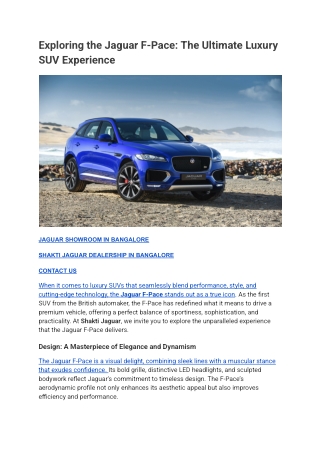 Exploring the Jaguar F-Pace_ The Ultimate Luxury SUV Experience