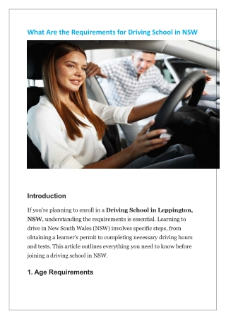 what are the requirements for driving school